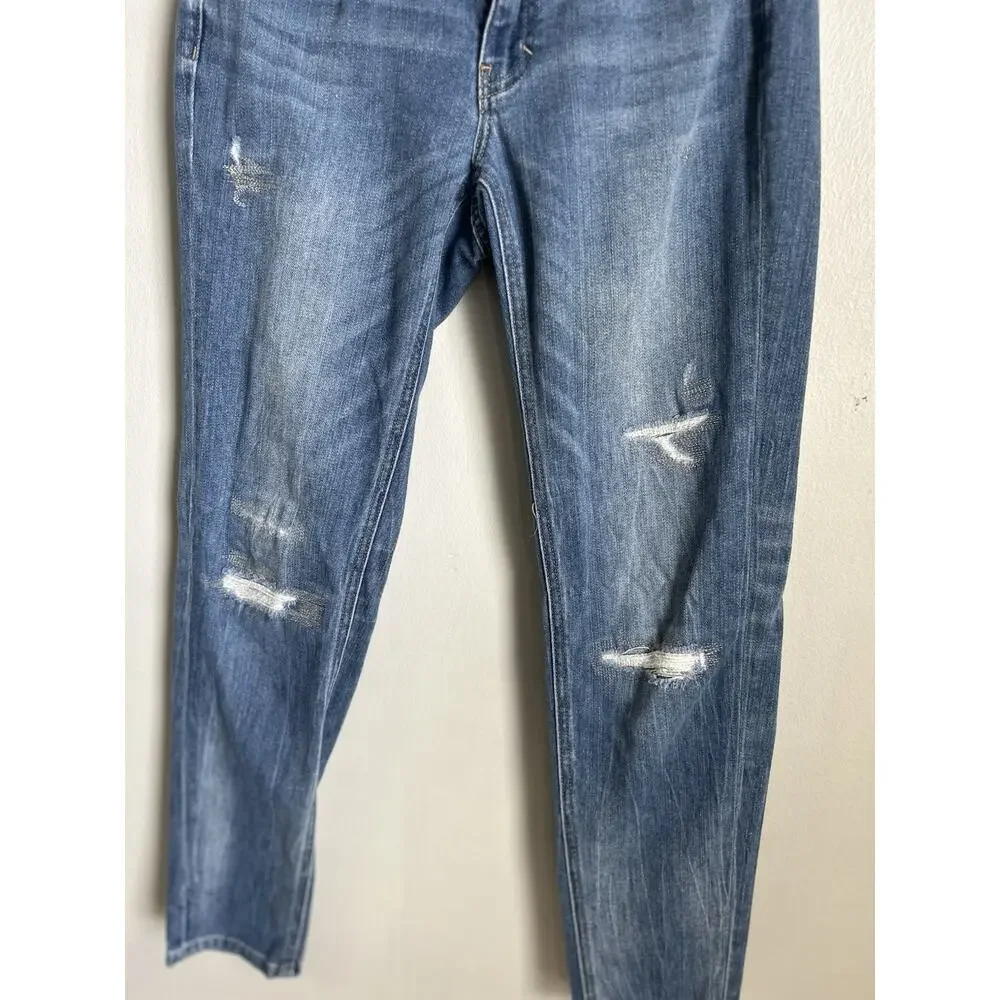 White House Black Market Jeans Womens The Girlfriend Soft Denim Light Distressed - Picture 6 of 12